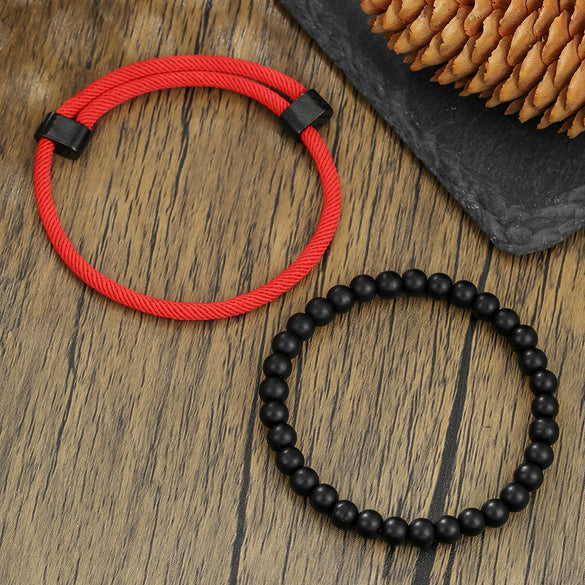 Wholesale Bracelet Milan Rope Black Magic Sand Geometric Handmade Unisex