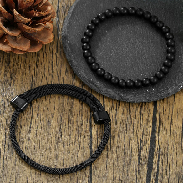 Wholesale Bracelet Milan Rope Black Magic Sand Geometric Handmade Unisex
