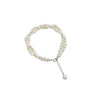 Wholesale Bracelet Natural Baroque Freshwater Pearl Handwoven Doublelayer S925 Silver Geometric Design For Women