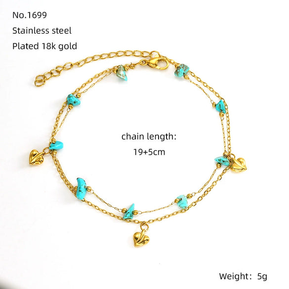 Wholesale Bracelet Natural Gravel Titanium Steel Heart Shape Electroplating For Women