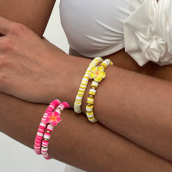 Wholesale Bracelet Polymer Clay Flower Pattern Manual Made For Women
