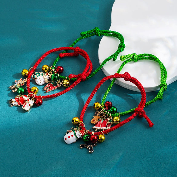 Wholesale Bracelet Red Rope Cartoon Character Dripping Oil Christmas Series Women's