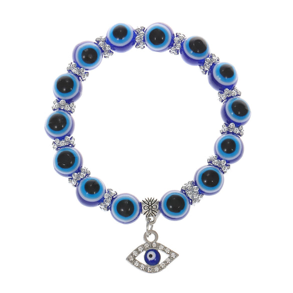 Wholesale Bracelet Resin Round Beads Devil's Eye Butterfly Love Fatima's Hand Pendant Handmade Unisex