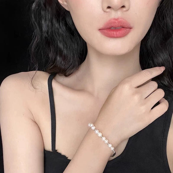 Wholesale Bracelet Retro Style Natural Freshwater Pearl Copper Platinum Plated