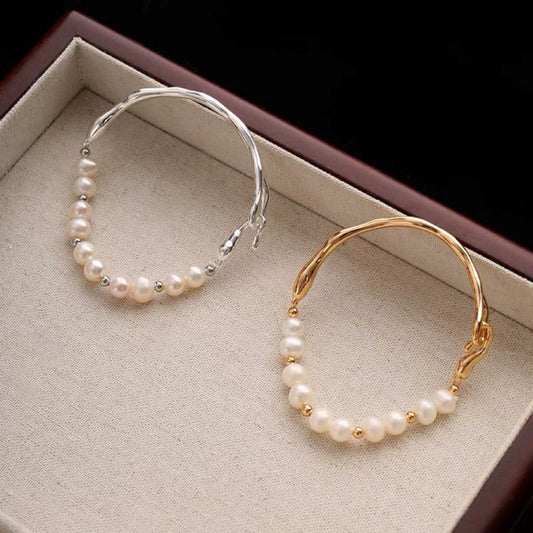 Wholesale Bracelet Retro Style Natural Freshwater Pearl Copper Platinum Plated