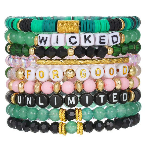 Wholesale Bracelet Rice Beads Black Magic Sand Acrylic Handmade Letter Design Unisex