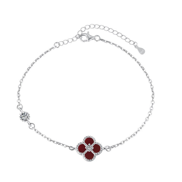 Wholesale Bracelet S925 Sterling Silver Geometric Good Luck Clover Electroplated For Women