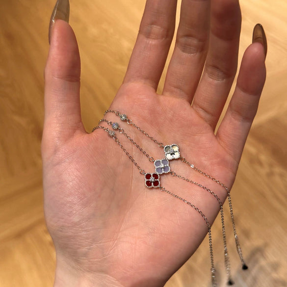 Wholesale Bracelet S925 Sterling Silver Geometric Good Luck Clover Electroplated For Women