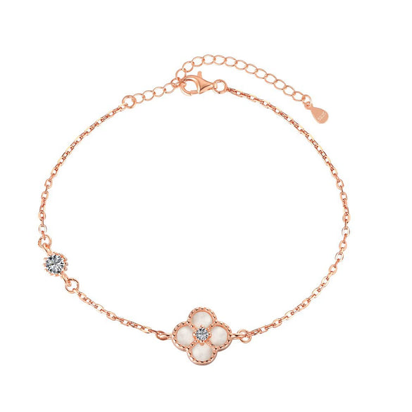 Wholesale Bracelet S925 Sterling Silver Geometric Good Luck Clover Electroplated For Women