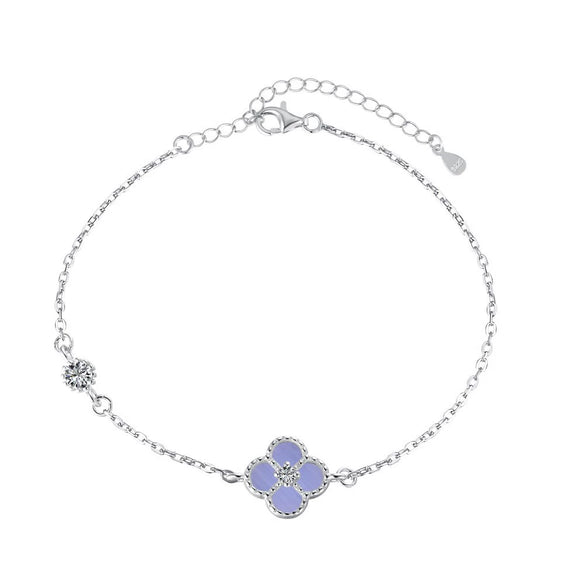 Wholesale Bracelet S925 Sterling Silver Geometric Good Luck Clover Electroplated For Women