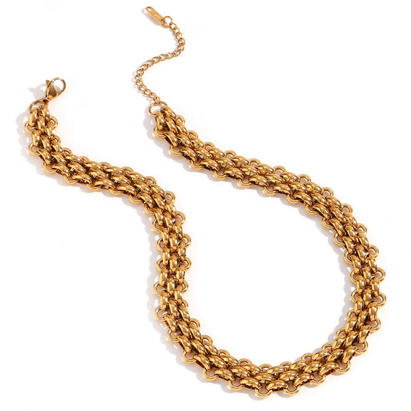 Wholesale Bracelet Set Necklace Stainless Steel Geometric 18K Gold Plated Handmade