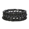 Wholesale Bracelet Set Volcanic Stone Black Matte Wood Bead Black Gallstone Geometric Handmade Unisex Hiphop Style