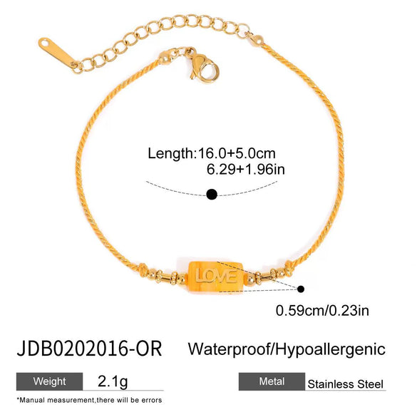Wholesale Bracelet Stainless Steel Colored Rope Electroplating Letters Numbers Text Style