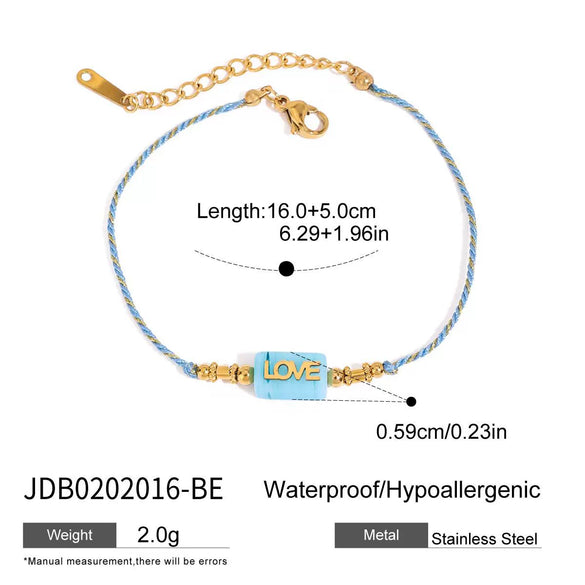 Wholesale Bracelet Stainless Steel Colored Rope Electroplating Letters Numbers Text Style