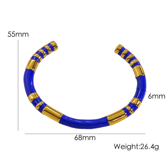 Wholesale Bracelet Stainless Steel Colorful Striped Dripping Oil Elegant Geometric Style For Women