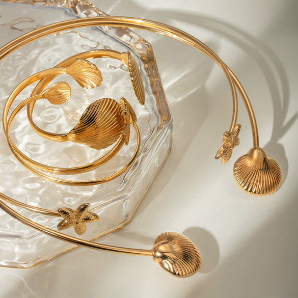 Wholesale Bracelet Stainless Steel Electroplated Ocean Animals Scallop Starfish Style For Women