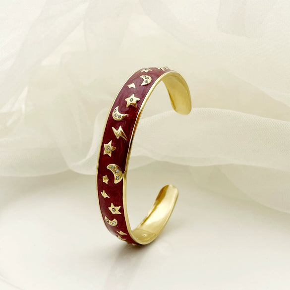 Wholesale Bracelet Stainless Steel French Retro Style Star Moon Electroplated