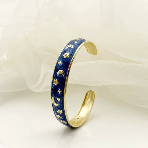 Wholesale Bracelet Stainless Steel French Retro Style Star Moon Electroplated