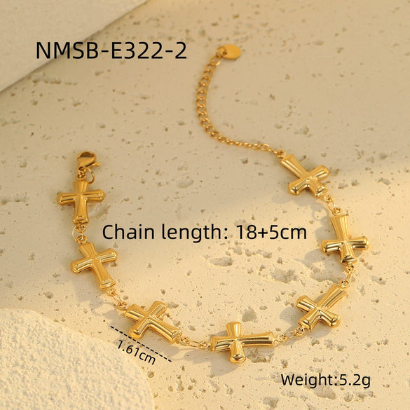 Wholesale Bracelet Stainless Steel Geometric Butterfly Flower Pendant Electroplating Fashion Design For Women