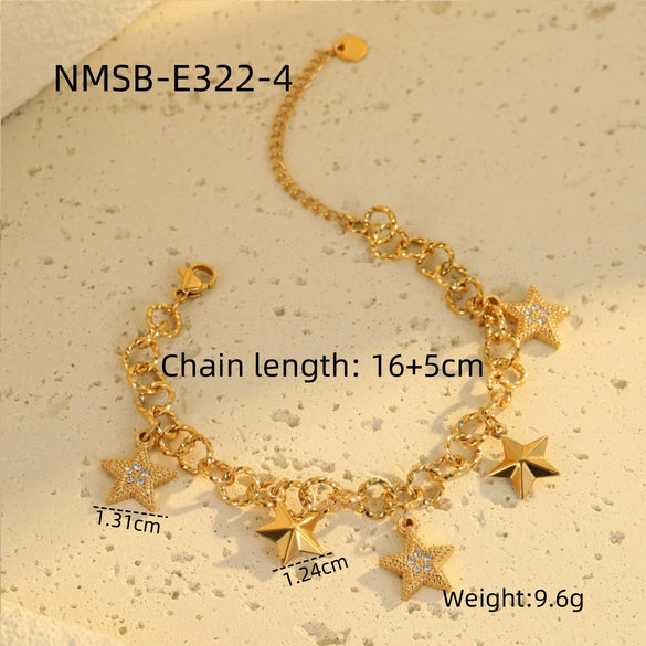 Wholesale Bracelet Stainless Steel Geometric Butterfly Flower Pendant Electroplating Fashion Design For Women