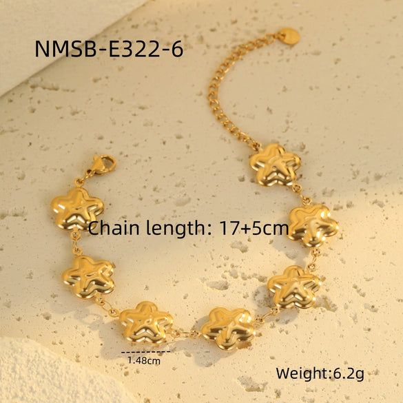 Wholesale Bracelet Stainless Steel Geometric Butterfly Flower Pendant Electroplating Fashion Design For Women