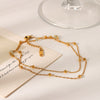 Wholesale Bracelet Stainless Steel Geometric Double Layer Stacked Bead Chain Electroplated