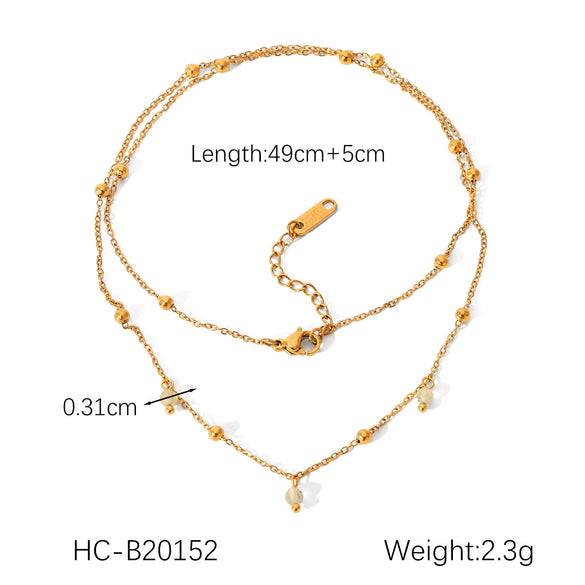 Wholesale Bracelet Stainless Steel Geometric Double Layer Stacked Bead Chain Electroplated