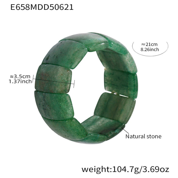 Wholesale Bracelet 316L Stainless Steel Geometric Emerald Green Natural Stone Elastic Rope Electroplating Light Luxury Highend Simple And Elegant