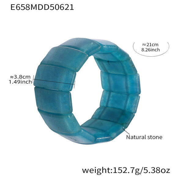 Wholesale Bracelet 316L Stainless Steel Geometric Emerald Green Natural Stone Elastic Rope Electroplating Light Luxury Highend Simple And Elegant