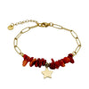 Wholesale Bracelet Stainless Steel Geometric Fivepointed Star Stitching Red Gravel Electroplating French Retro Rococo Style