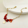 Wholesale Bracelet Stainless Steel Geometric Fivepointed Star Stitching Red Gravel Electroplating French Retro Rococo Style
