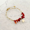 Wholesale Bracelet Stainless Steel Geometric Fivepointed Star Stitching Red Gravel Electroplating French Retro Rococo Style