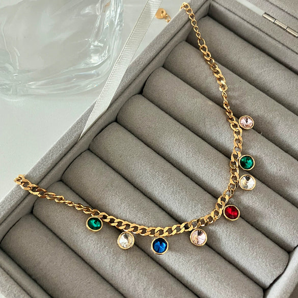 Wholesale Bracelet Stainless Steel Geometric Heart Water Drop Multipendant Electroplating