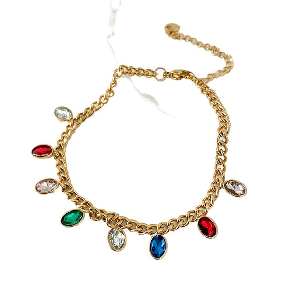 Wholesale Bracelet Stainless Steel Geometric Heart Water Drop Multipendant Electroplating