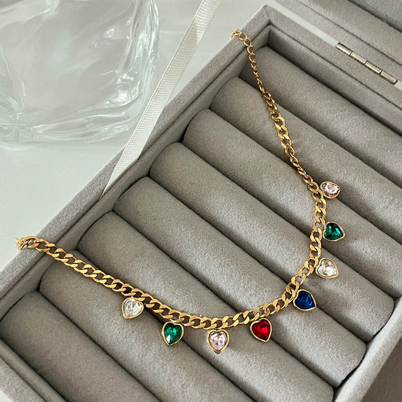 Wholesale Bracelet Stainless Steel Geometric Heart Water Drop Multipendant Electroplating