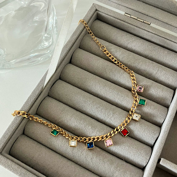 Wholesale Bracelet Stainless Steel Geometric Heart Water Drop Multipendant Electroplating