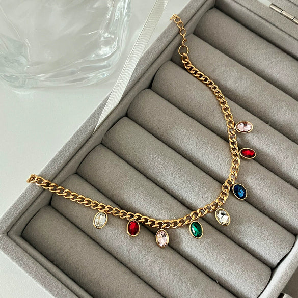 Wholesale Bracelet Stainless Steel Geometric Heart Water Drop Multipendant Electroplating
