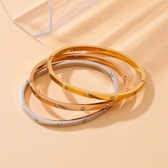 Wholesale Bracelet Stainless Steel Geometric Round Gold Plated Fashion Light Luxury