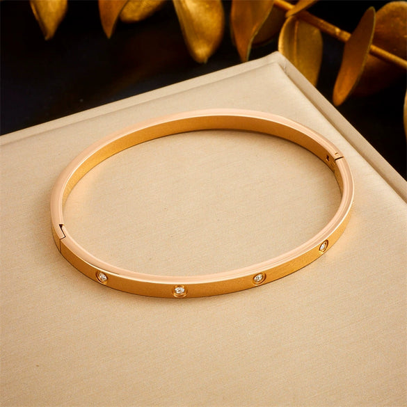 Wholesale Bracelet Stainless Steel Geometric Round Gold Plated Fashion Light Luxury