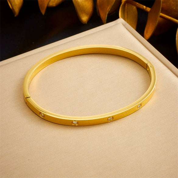 Wholesale Bracelet Stainless Steel Geometric Round Gold Plated Fashion Light Luxury