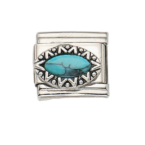 Wholesale Bracelet Stainless Steel Geometric Totem Dripping Oil Craft Blue Turquoise