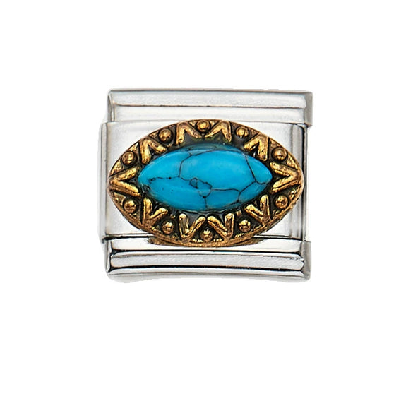 Wholesale Bracelet Stainless Steel Geometric Totem Dripping Oil Craft Blue Turquoise