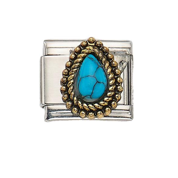 Wholesale Bracelet Stainless Steel Geometric Totem Dripping Oil Craft Blue Turquoise