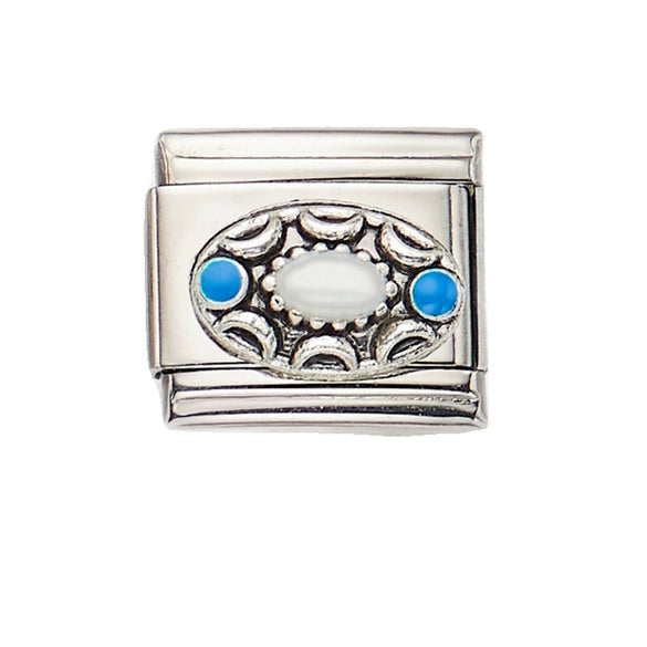 Wholesale Bracelet Stainless Steel Geometric Totem Dripping Oil Craft Blue Turquoise