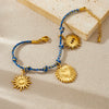 Wholesale Bracelet Stainless Steel Goldplated Retro Color Rope Braided Knotted Heart Shape Pendant