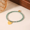 Wholesale Bracelet Stainless Steel Green Natural Stone Beaded Geometric Heart Shape Electroplated Jewelry For Women
