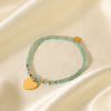 Wholesale Bracelet Stainless Steel Green Natural Stone Beaded Geometric Heart Shape Electroplated Jewelry For Women