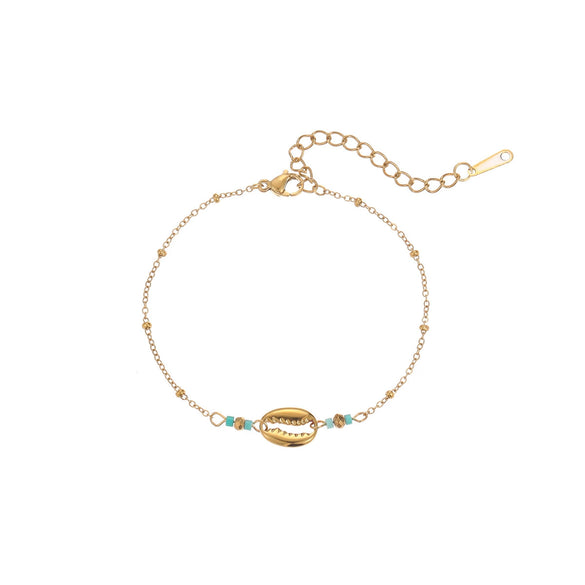 Wholesale Bracelet Stainless Steel 18K Electroplated Geometric Marine Style Shell Starfish Flower Colored Beads Dopamine Simple Design For Women