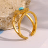 Wholesale Bracelet Stainless Steel 18K Gold Plated Geometric Blue Turquoise Retro Style For Women