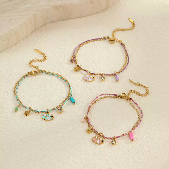 Wholesale Bracelet Stainless Steel 18K Gold Plated Geometric Pattern Braided Rope Design For Women